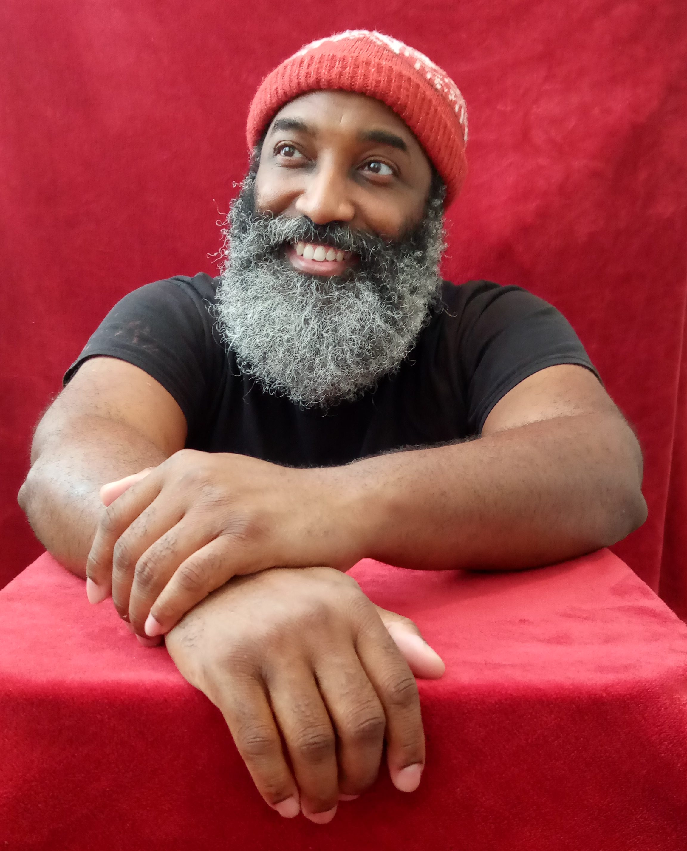 MARVIN CHAMBERS (The Bearded Masseur), poses for a photo shoot as alter ego, VHYHN QWYHX VHYRZ aka Vanquished Verse, his writing alias. Visit VQVBooks.com for more.